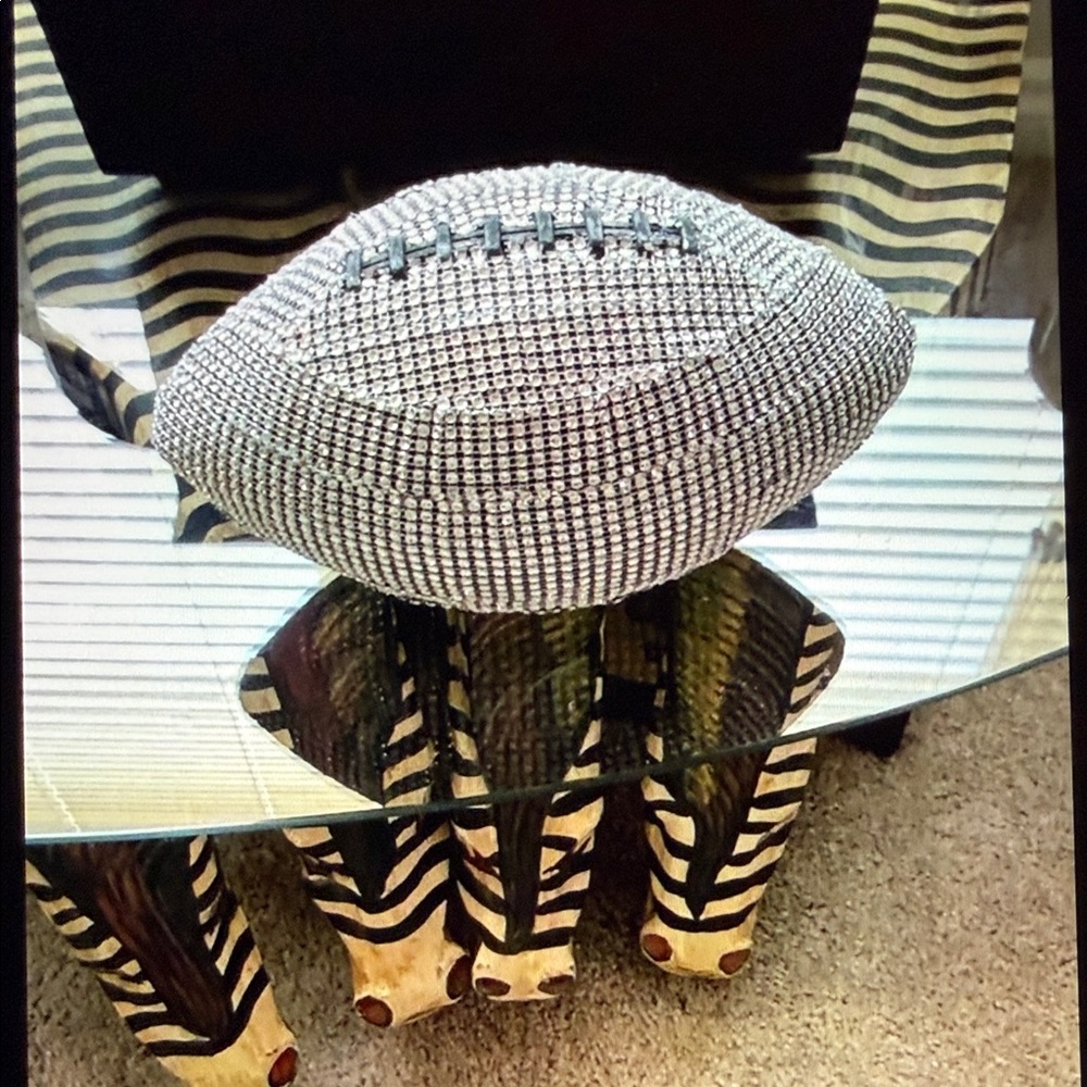 Crystal-Embellished Football Decor